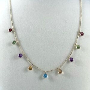 14k Gold and Gemstone Rainbow Necklace
